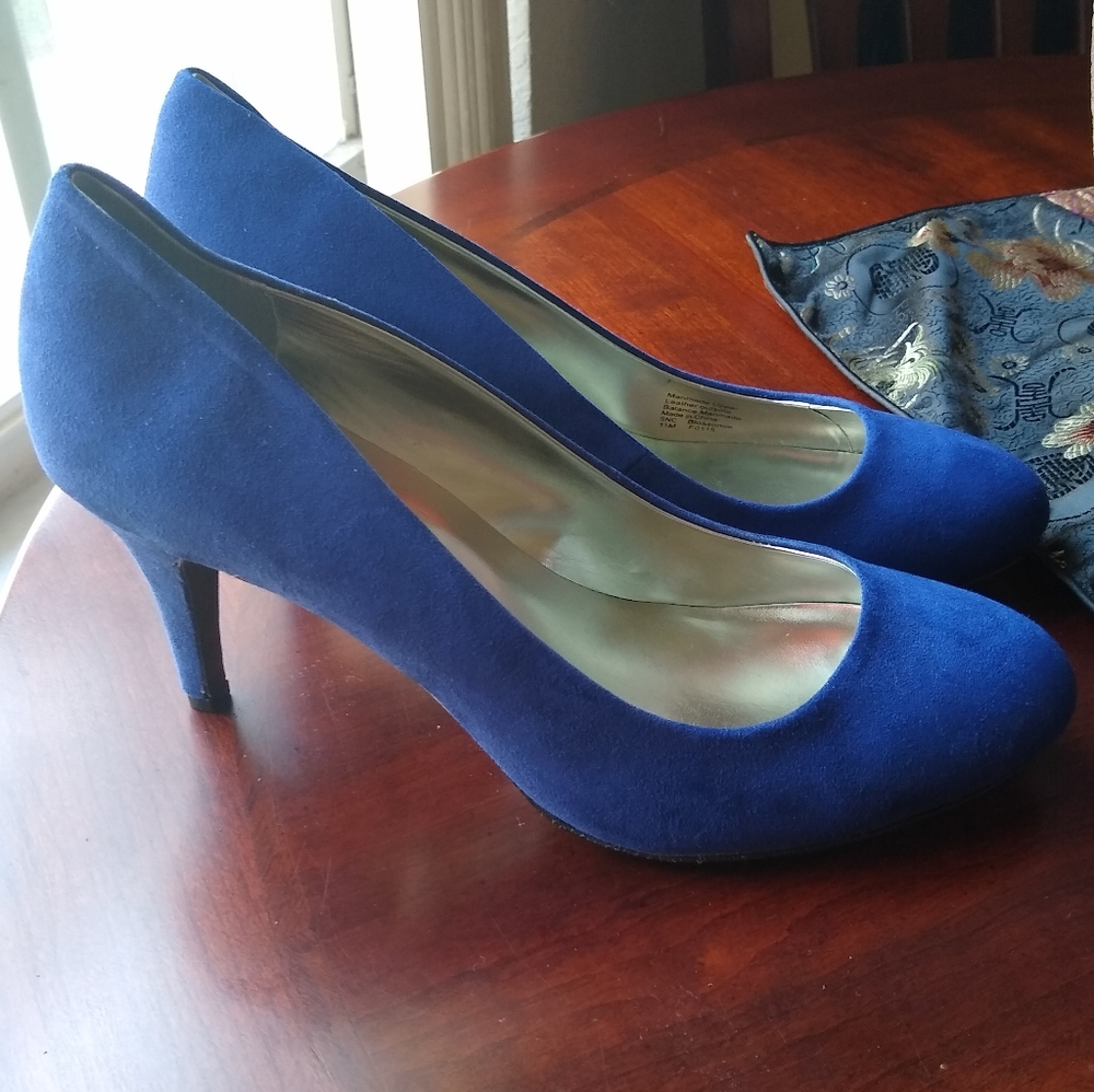 Style & Co BLOSOMFBLU blue suede pump